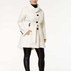 Madden Girl Trendy Stand-Collar Walker Coat 3XL Ivory